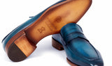 Paul Parkman Men's Penny Calfskin Loafers in Blue & Turquoise