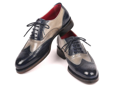 Paul Parkman Wingtip Oxfords Goodyear Welted in Navy & Gray