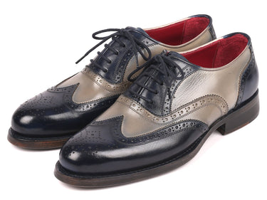 Paul Parkman Wingtip Oxfords Goodyear Welted in Navy & Gray