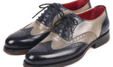 Paul Parkman Wingtip Oxfords Goodyear Welted in Navy & Gray
