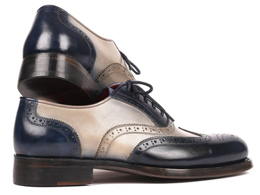 Paul Parkman Wingtip Oxfords Goodyear Welted in Navy & Gray