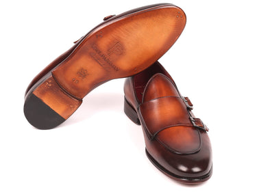 Paul Parkman Men's Double Monkstrap Shoes in Brown