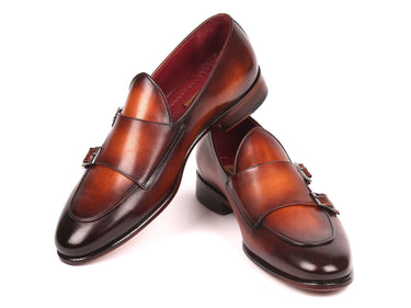 Paul Parkman Men's Double Monkstrap Shoes in Brown