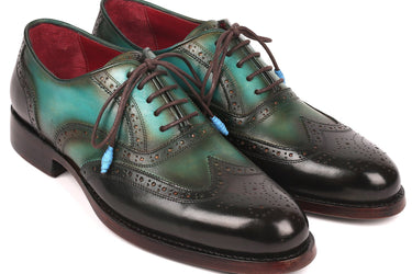 Paul Parkman Wingtip Oxfords Goodyear Welted in Brown & Green
