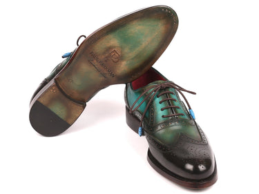 Paul Parkman Wingtip Oxfords Goodyear Welted in Brown & Green