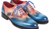 Paul Parkman Men's Wingtip Oxfords Goodyear Welted in Blue & Pink