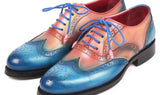 Paul Parkman Men's Wingtip Oxfords Goodyear Welted in Blue & Pink
