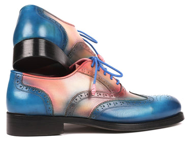 Paul Parkman Men's Wingtip Oxfords Goodyear Welted in Blue & Pink