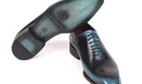 Paul Parkman Men's Wholecut Oxfords in Black & Blue