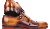 Paul Parkman Men's Captoe Double Monkstraps in Brown & Purple
