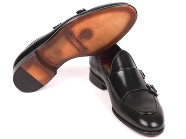Paul Parkman Men's Double Monkstrap Shoes in Black