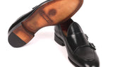 Paul Parkman Men's Double Monkstrap Shoes in Black