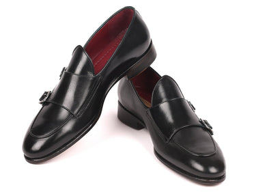 Paul Parkman Men's Double Monkstrap Shoes in Black