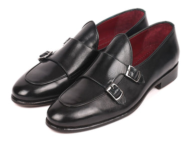 Paul Parkman Men's Double Monkstrap Shoes in Black