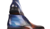 Paul Parkman Men's Calfskin Chukka Boots in Brown & Blue