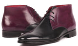 Paul Parkman Men's Calfskin Chukka Boots in Black & Purple