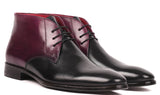 Paul Parkman Men's Calfskin Chukka Boots in Black & Purple