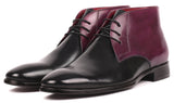 Paul Parkman Men's Calfskin Chukka Boots in Black & Purple