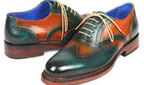 Paul Parkman Wingtip Oxfords Goodyear Welted in Green & Tobacco