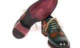 Paul Parkman Wingtip Oxfords Goodyear Welted in Green & Tobacco