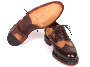 Paul Parkman Wingtip Oxfords Goodyear Welted in Brown & Beige