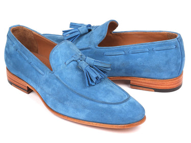 Paul Parkman Men's Suede Tassel Loafers in Blue