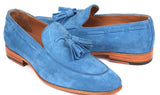 Paul Parkman Men's Suede Tassel Loafers in Blue