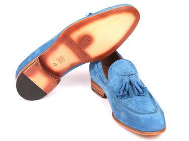 Paul Parkman Men's Suede Tassel Loafers in Blue