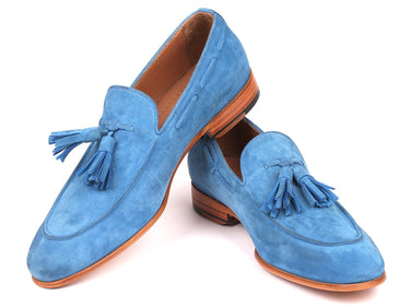 Paul Parkman Men's Suede Tassel Loafers in Blue
