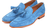 Paul Parkman Men's Suede Tassel Loafers in Blue