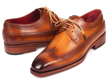 Paul Parkman Goodyear Welted Wingtip Derby Shoes in Camel