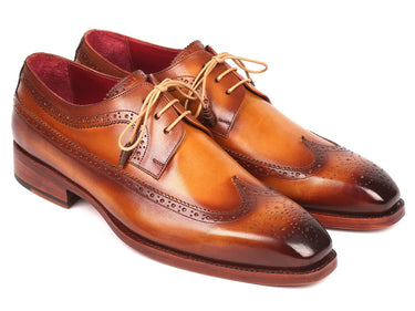 Paul Parkman Goodyear Welted Wingtip Derby Shoes in Camel
