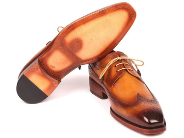 Paul Parkman Goodyear Welted Wingtip Derby Shoes in Camel