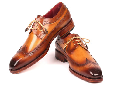 Paul Parkman Goodyear Welted Wingtip Derby Shoes in Camel