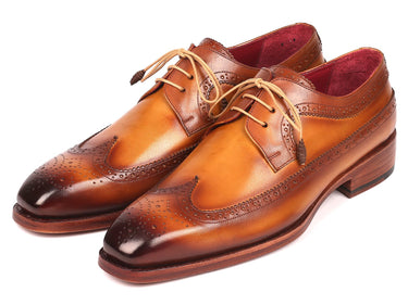 Paul Parkman Goodyear Welted Wingtip Derby Shoes in Camel