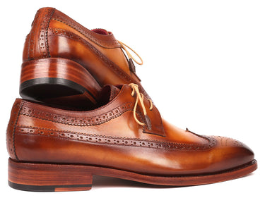 Paul Parkman Goodyear Welted Wingtip Derby Shoes in Camel