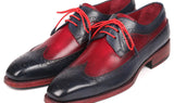Paul Parkman Goodyear Welted Wingtip Derby Shoes in Navy & Bordeaux