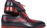 Paul Parkman Goodyear Welted Wingtip Derby Shoes in Navy & Bordeaux