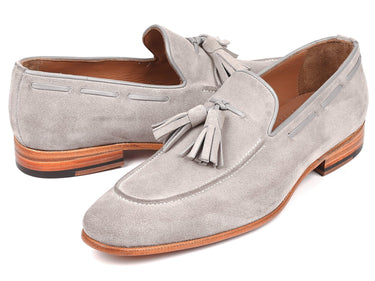 Paul Parkman Men's Suede Tassel Loafers in Grey