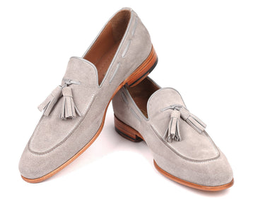 Paul Parkman Men's Suede Tassel Loafers in Grey