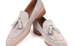 Paul Parkman Men's Suede Tassel Loafers in Grey
