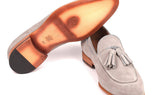 Paul Parkman Men's Suede Tassel Loafers in Grey