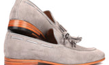 Paul Parkman Men's Suede Tassel Loafers in Grey