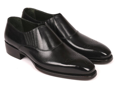 Paul Parkman Goodyear Welted Elasticated Loafers in Black