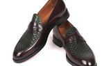Paul Parkman Men's Woven Leather Loafers in Brown & Green