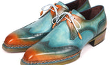 Paul Parkman Norwegian Welted Wingtip Derby Shoes in Turquoise & Tobacco