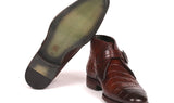 Paul Parkman Men's Single Monk Strap Ankle Boots in Brown
