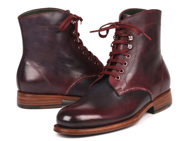 Paul Parkman Men's Leather Boots in Bordeaux & Navy
