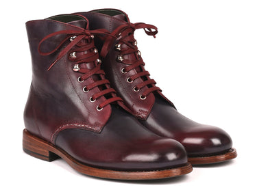 Paul Parkman Men's Leather Boots in Bordeaux & Navy