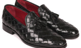 Paul Parkman Men's Big Braided Tassel Loafers in Black
